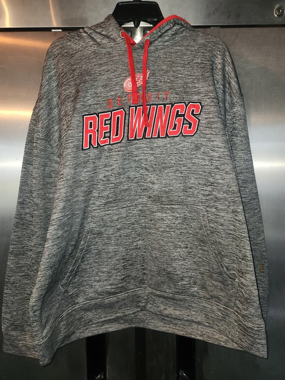 Detroit Red Wings Hoodie Mens XL NHL Gray Heather Red Hood Pullover Hockey Top